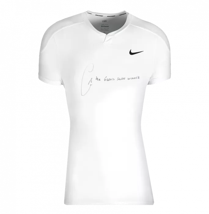 Icons Carlos Alcaraz Signed Nike Advantage Slam T- Shirt - "4x Grand Slam Winner" Inscription In Hero Frame: Option 1