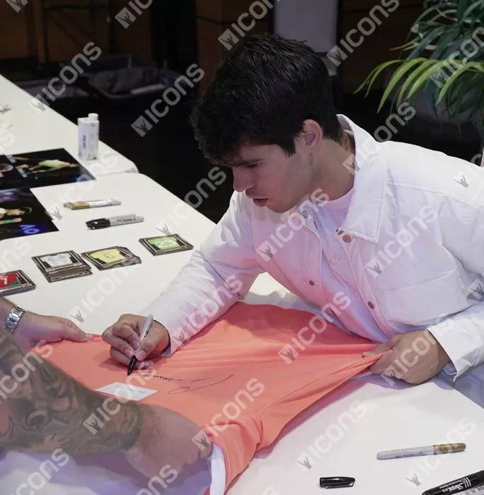 Icons Carlos Alcaraz Signed Nike Dri-Fit Court Victory Tennis T-Shirt - "Channel Slam Status" Inscription In Hero Frame: Option 1