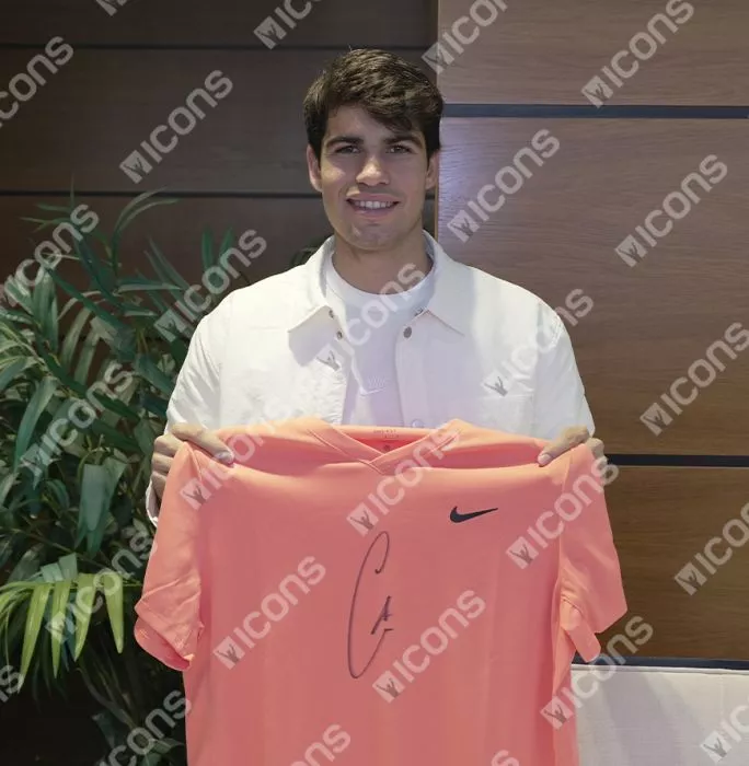 Icons Carlos Alcaraz Signed Nike Dri-Fit Court Victory Tennis T-Shirt In Hero Frame: Option 1
