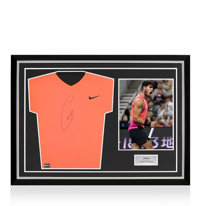 icons Carlos Alcaraz Signed Nike Dri-Fit Court Victory Tennis T-Shirt In Hero Frame: Option 1