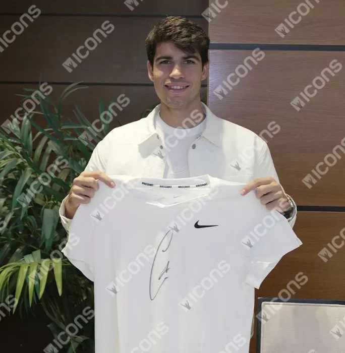 Icons Carlos Alcaraz Signed Nike Slam Men's Dri-FIT Tennis Shirt In Hero Frame: Option 1
