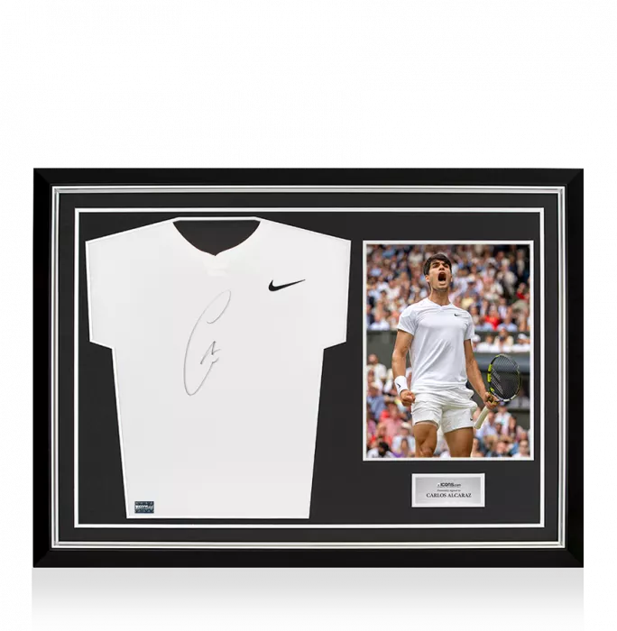 icons Carlos Alcaraz Signed Nike Slam Men's Dri-FIT Tennis Shirt In Hero Frame: Option 1