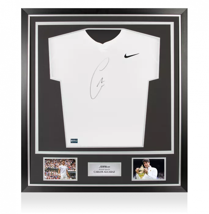 icons Carlos Alcaraz Signed Nike Slam Men's Dri-FIT Tennis Shirt In Classic Frame