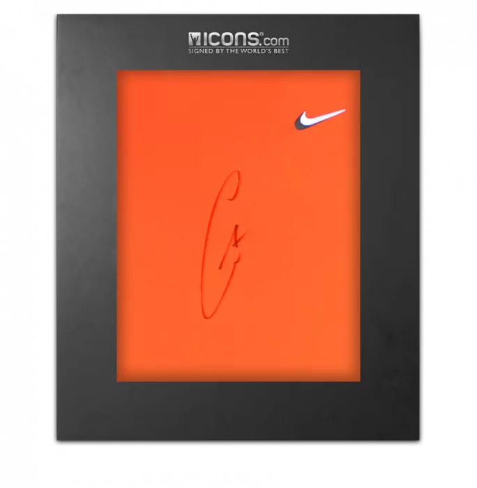 icons Carlos Alcaraz Signed Orange Nike Court Slam Tennis Shirt In Deluxe Packaging