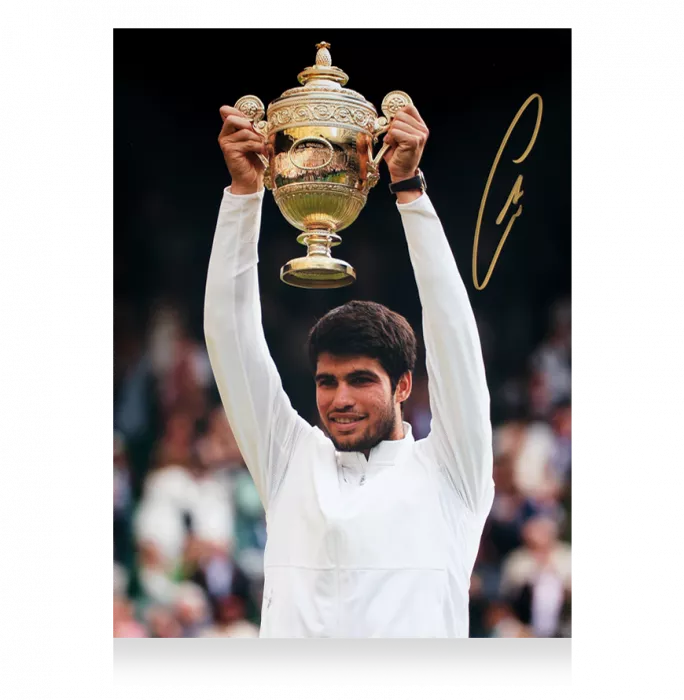 Icons Carlos Alcaraz Signed Photo In Black Wooden Frame: 2023 Wimbledon Winner