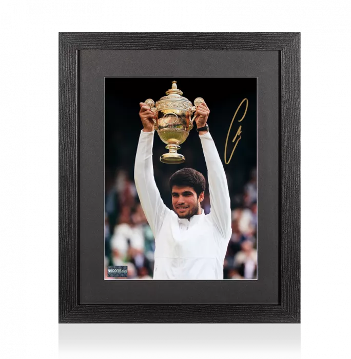 Icons Carlos Alcaraz Signed Photo In Black Wooden Frame: 2023 Wimbledon Winner