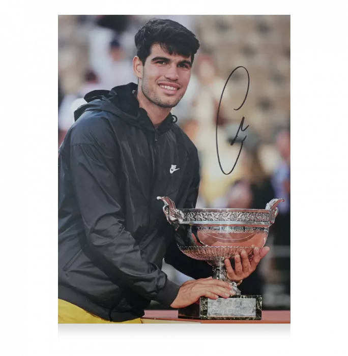 Icons Carlos Alcaraz Signed Photo In Premium Photo Frame: French Open 2024 Trophy