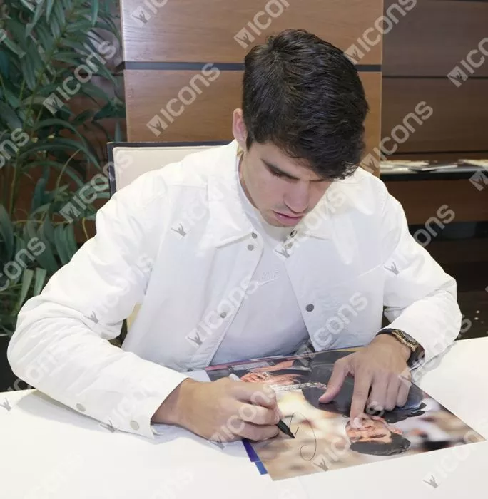 Icons Carlos Alcaraz Signed Photo In Premium Photo Frame: French Open 2024 Trophy
