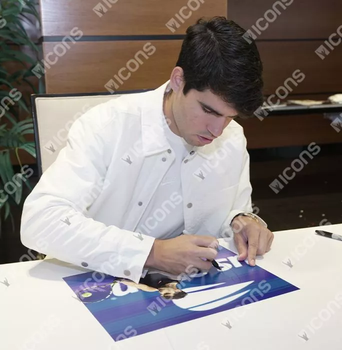 Icons Carlos Alcaraz Signed Photo In Premium Photo Frame: US Open 2024 Action