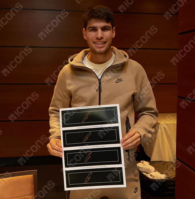 Icons Carlos Alcaraz Signed Plaque And Photo Frame: 2023 Wimbledon Winner