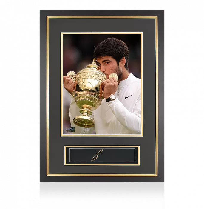icons Carlos Alcaraz Signed Plaque and Photo Frame: 2023 Wimbledon Winner