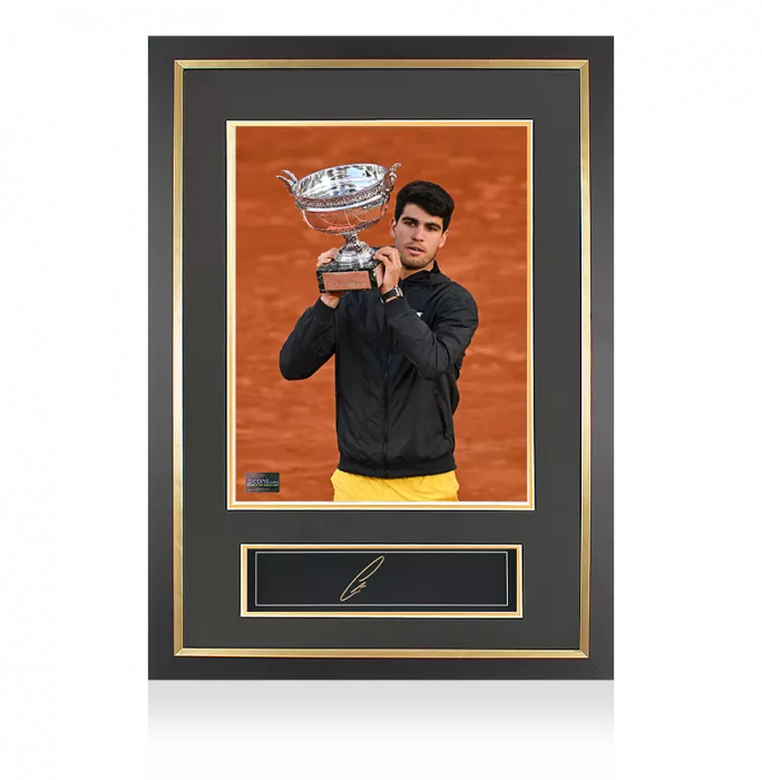 icons Carlos Alcaraz Signed Plaque and Photo Frame: 2024 French Open Winner