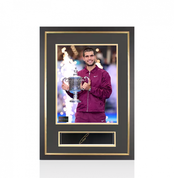 icons Carlos Alcaraz Signed Plaque and Photo Frame: 2025 US Open Winner