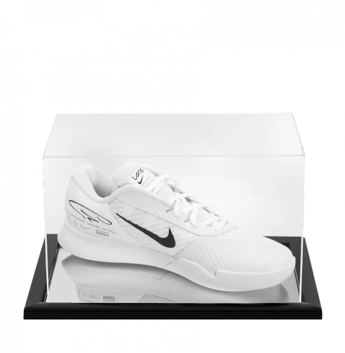 icons Carlos Alcaraz Signed White Nike Zoom Vapor Tennis Shoe In Acrylic Case