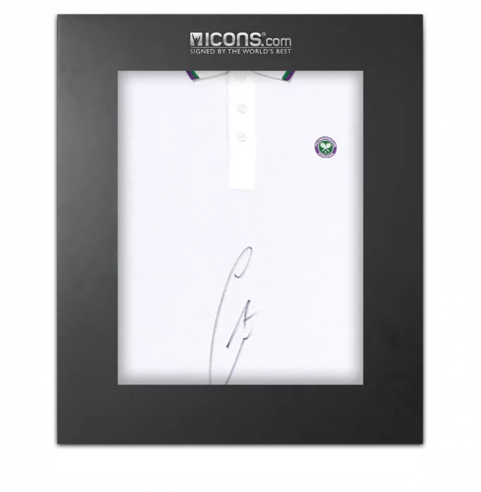 icons Carlos Alcaraz Signed White Wimbledon Polo Shirt In Deluxe Packaging