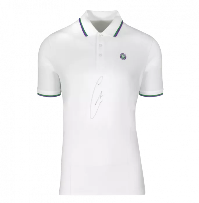 Icons Carlos Alcaraz Signed Wimbledon Mens Core Pique Polo Shirt In Deluxe Packaging
