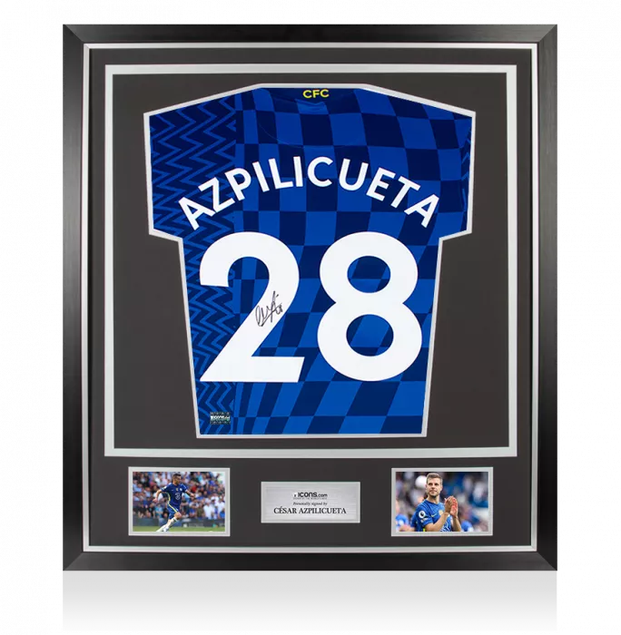 icons Cesar Azpilicueta Back Signed Chelsea 2021-22 Home Shirt In Classic Frame