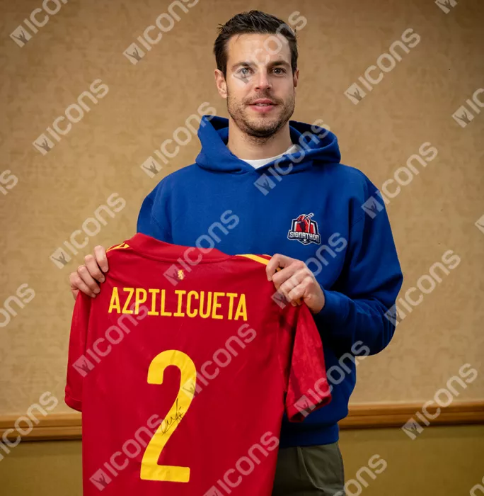 Icons Cesar Azpilicueta Back Signed Spain 2020 Home Shirt