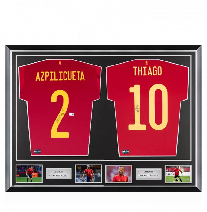 icons Cesar Azpilicueta & Thiago Alcantara Signed Shirts In Classic Dual Frame