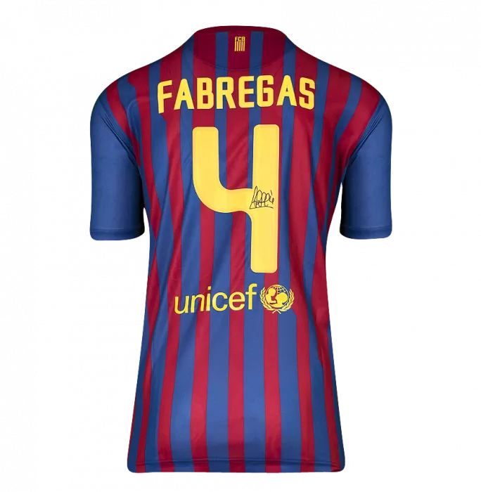 Icons Cesc Fabregas Back Signed FC Barcelona 2011-12 Home Shirt In Classic Frame