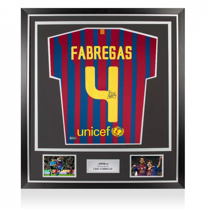 icons Cesc Fabregas Back Signed FC Barcelona 2011-12 Home Shirt In Classic Frame