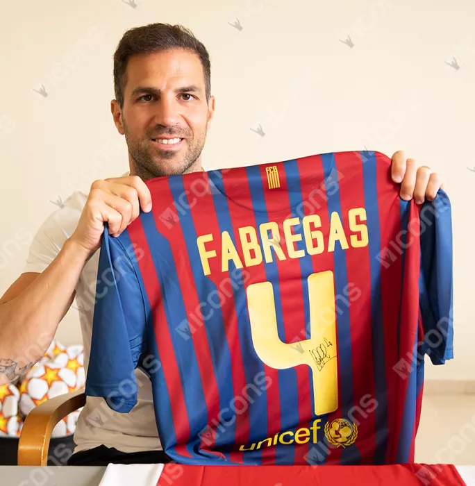 Icons Cesc Fabregas Official FC Barcelona Back Signed 2011-12 Home Shirt