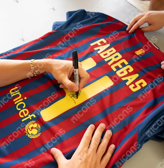 Icons Cesc Fabregas Official FC Barcelona Back Signed 2011-12 Home Shirt