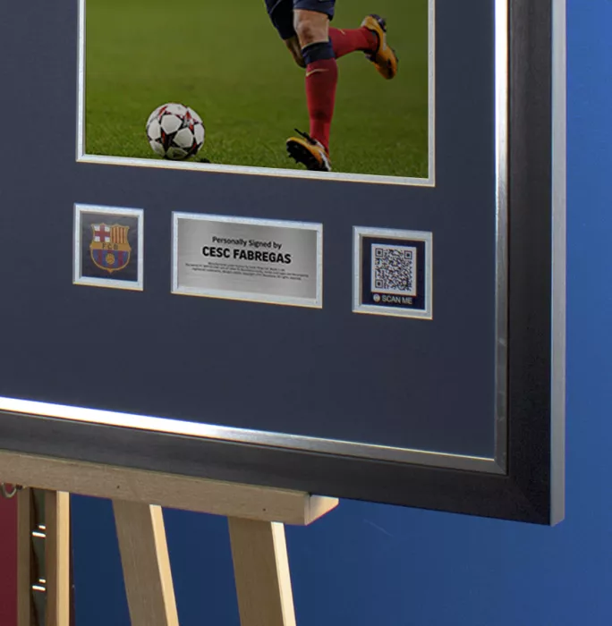Icons Cesc Fabregas Official FC Barcelona Back Signed And Framed 2018-19 Home Shirt With Fan Style Numbers