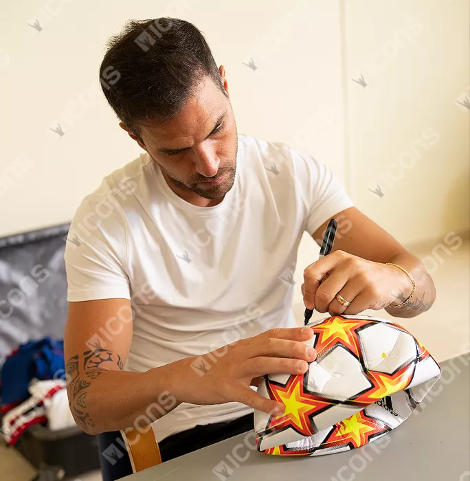 Icons Cesc Fabregas Signed UEFA Champions League Football In Acrylic Case