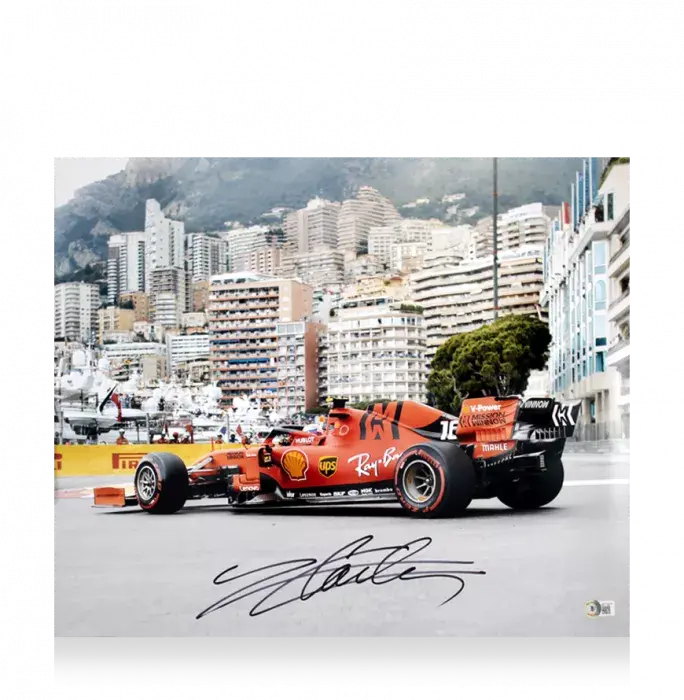 Icons Charles Leclerc Signed Photo In Premium Photo Frame: Rear View