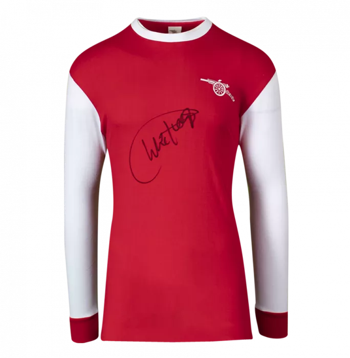 Icons Charlie George Front Signed Arsenal 1970-71 Home Shirt In Deluxe Packaging