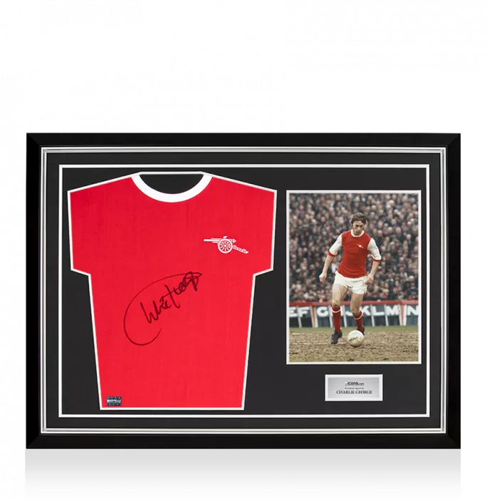 icons Charlie George Front Signed Arsenal 1970-71 Home Shirt In Hero Frame: Option 1