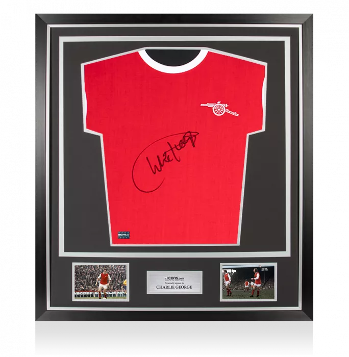 icons Charlie George Front Signed Arsenal 1970-71 Home Shirt In Classic Frame