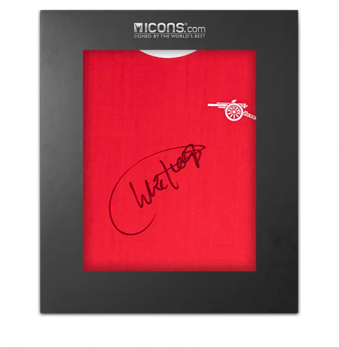 icons Charlie George Front Signed Arsenal 1970-71 Home Shirt In Deluxe Packaging