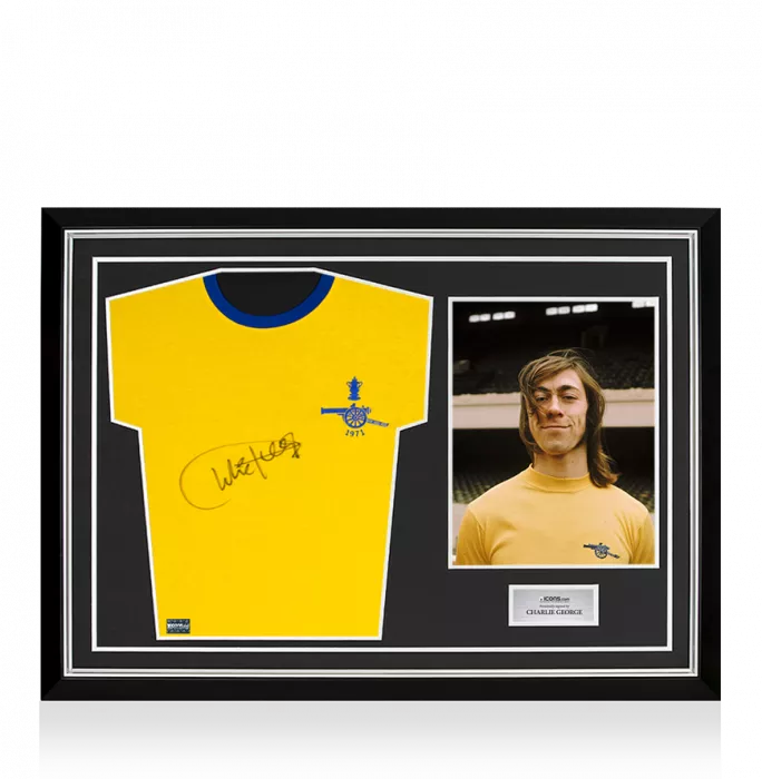 icons Charlie George Front Signed Arsenal 1971-72 Home Shirt In Hero Frame: Option 1