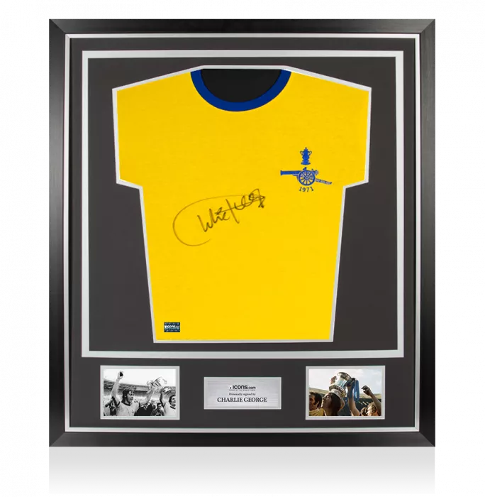 icons Charlie George Front Signed Arsenal 1971-72 Home Shirt In Classic Frame