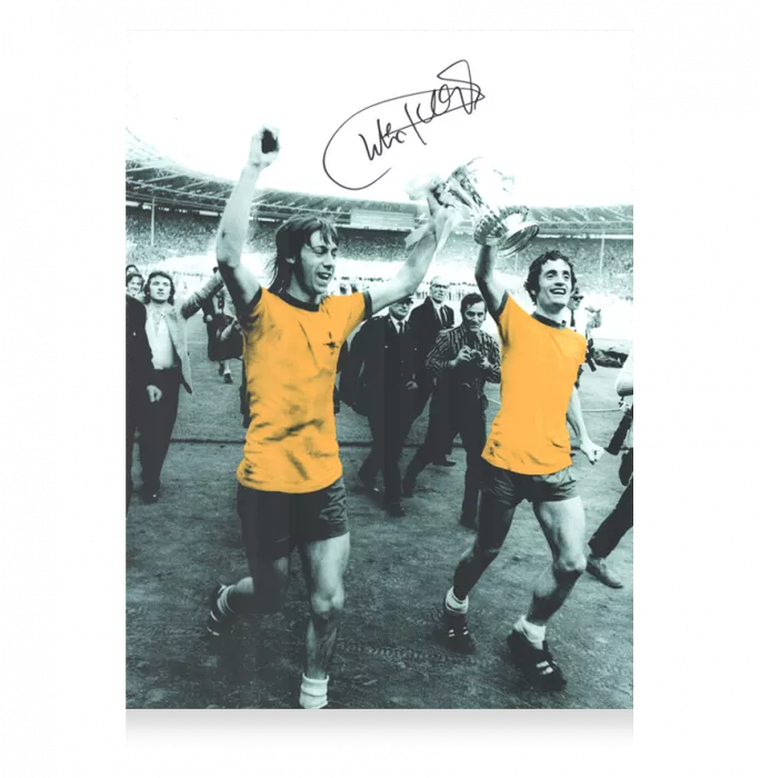 Icons Charlie George Signed Arsenal Photo In Black Wooden Frame: FA Cup Winners Colourised