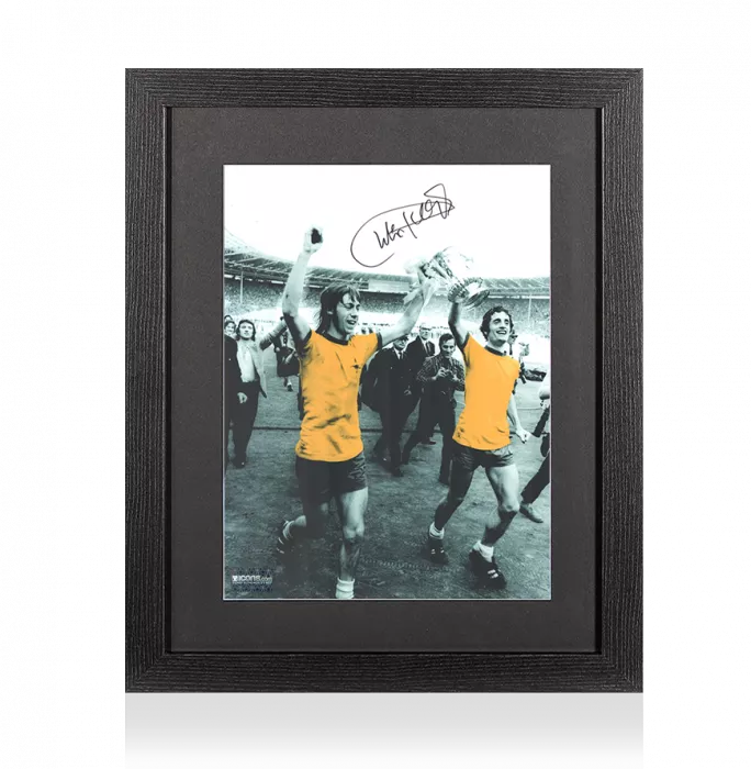 icons Charlie George Signed Arsenal Photo In Black Wooden Frame: FA Cup Winners Colourised