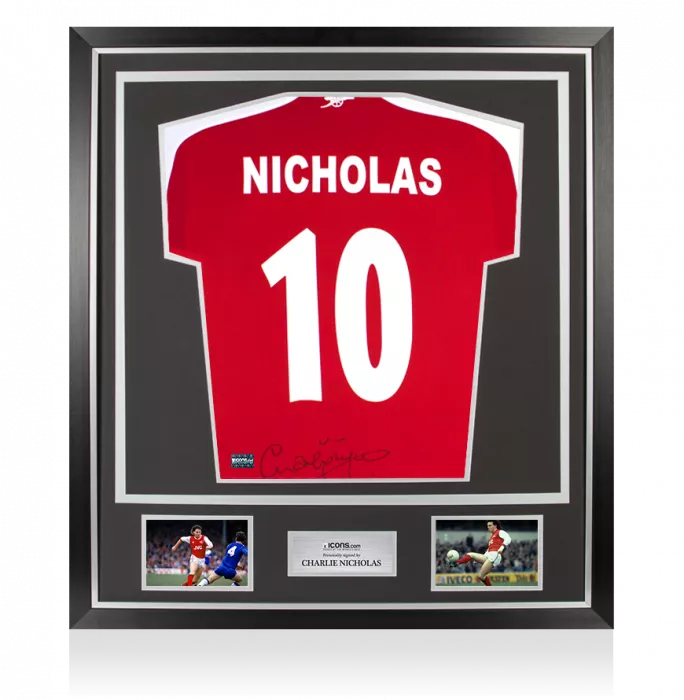 Icons Charlie Nicholas Back Signed Arsenal Home Shirt In Classic Frame
