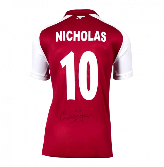 Icons Charlie Nicholas Back Signed Arsenal Home Shirt In Hero Frame: Option 1