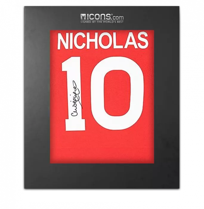 icons Charlie Nicholas Back Signed Arsenal Home Shirt In Deluxe Packaging