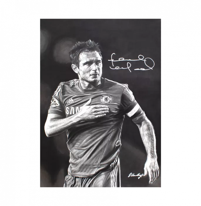 Icons Chelsea 2000 Home Shirt And Frank Lampard Signed Original Artwork In Hero Frame: Limited Edition 1/1