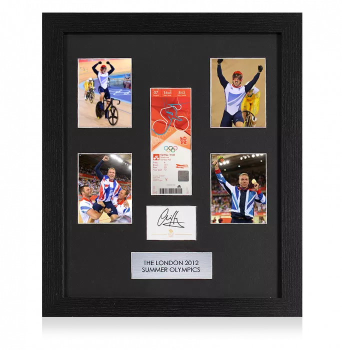 Icons Chris Hoy Signed Card & London 2012 Olympics Ticket Frame