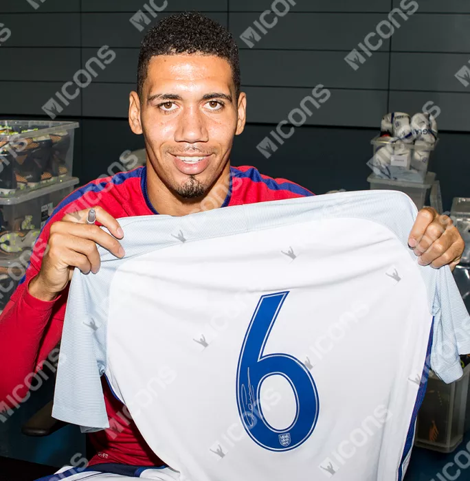 Icons Chris Smalling England Back Signed 2016-17 Home Shirt: Number 6