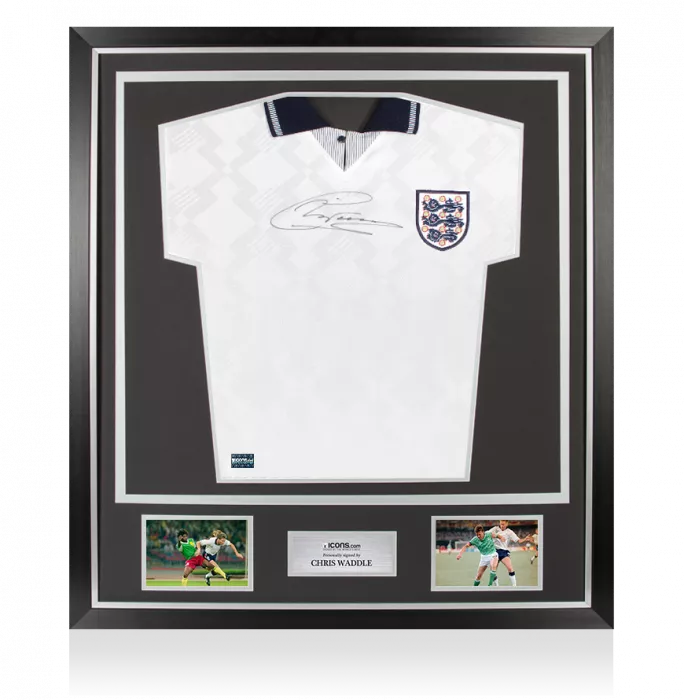 icons Chris Waddle Front Signed England 1990 Home Shirt In Classic Frame