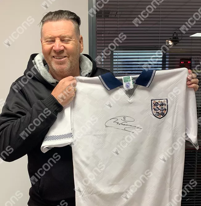 Icons Chris Waddle Front Signed England 1990 Home Shirt In Classic Frame