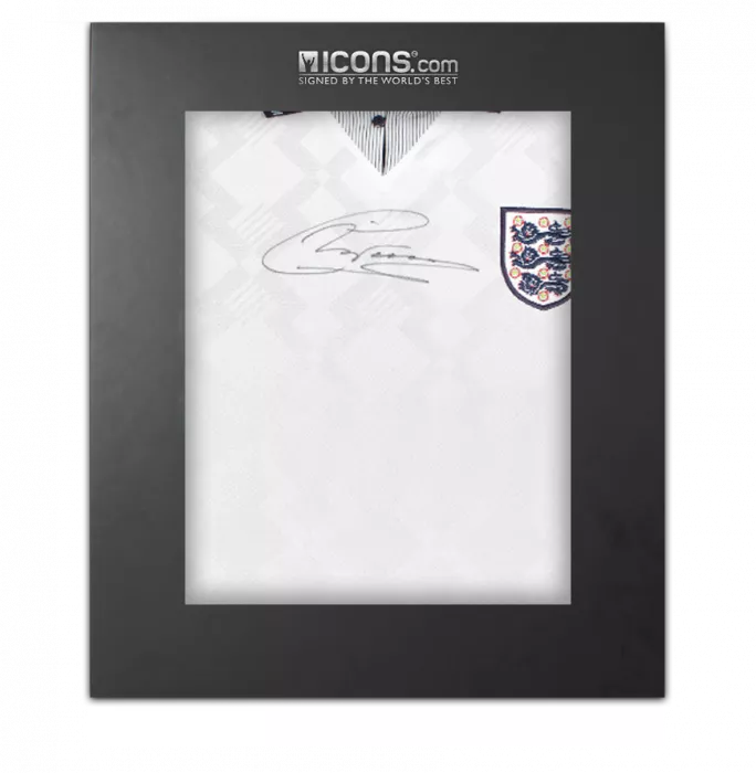 icons Chris Waddle Front Signed England 1990 Home Shirt In Deluxe Packaging