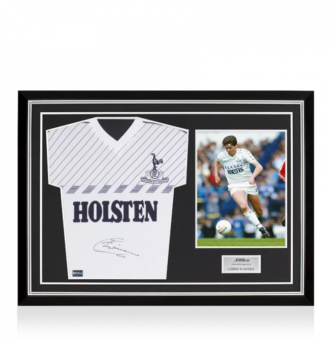 Icons Chris Waddle Front Signed Tottenham Hotspur 1986 Home Shirt Home Shirt In Hero Frame: Option 1