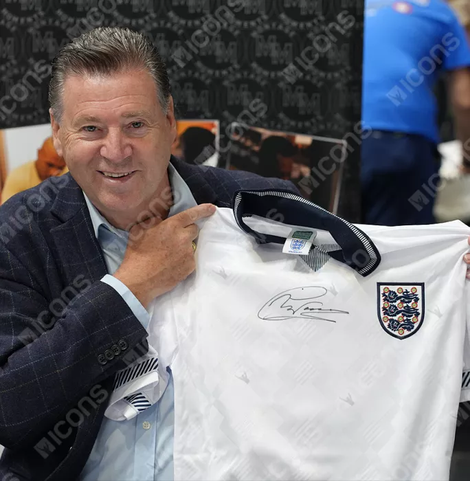 Icons Chris Waddle Official 1990 FIFA World Cup™ Front Signed And Framed England 1990 Home Shirt