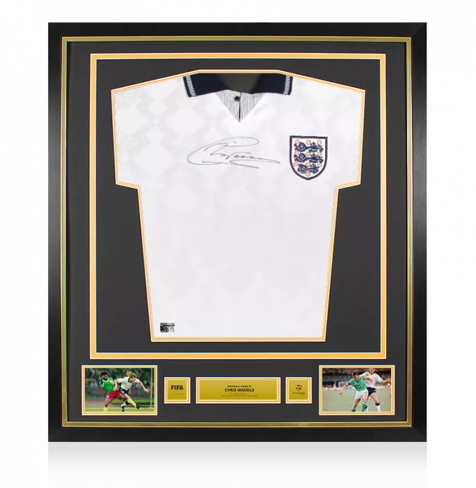 icons Chris Waddle Official 1990 FIFA World Cup™ Front Signed and Framed England 1990 Home Shirt